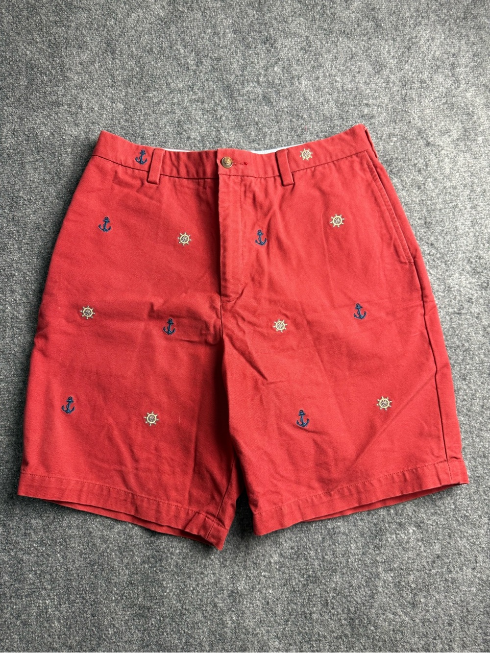 Brooks Brothers Youth Size 20 Red Embroidered Anchor & Wheel Shorts